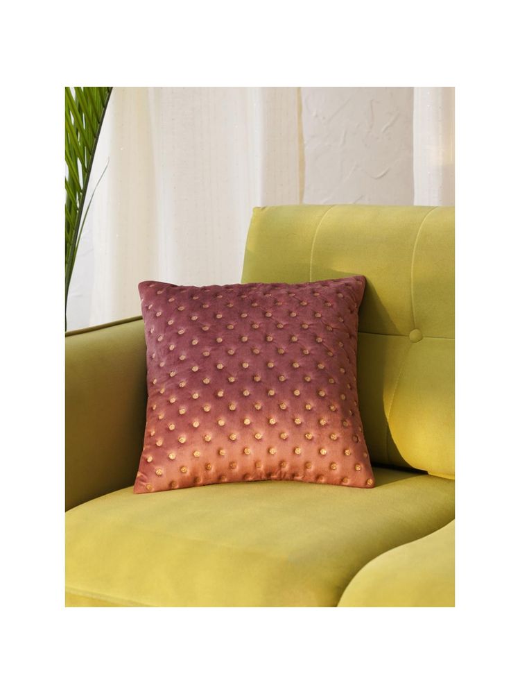 HOME 360 Maroon Quilted Dots Velvet Cushion Cover (16x16 inches)-image-37