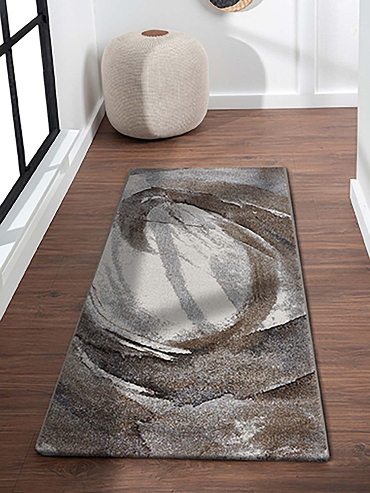 OBSESSIONS Brown Abstract Polypropylene Jute Backing Bedside Runner-picture-17