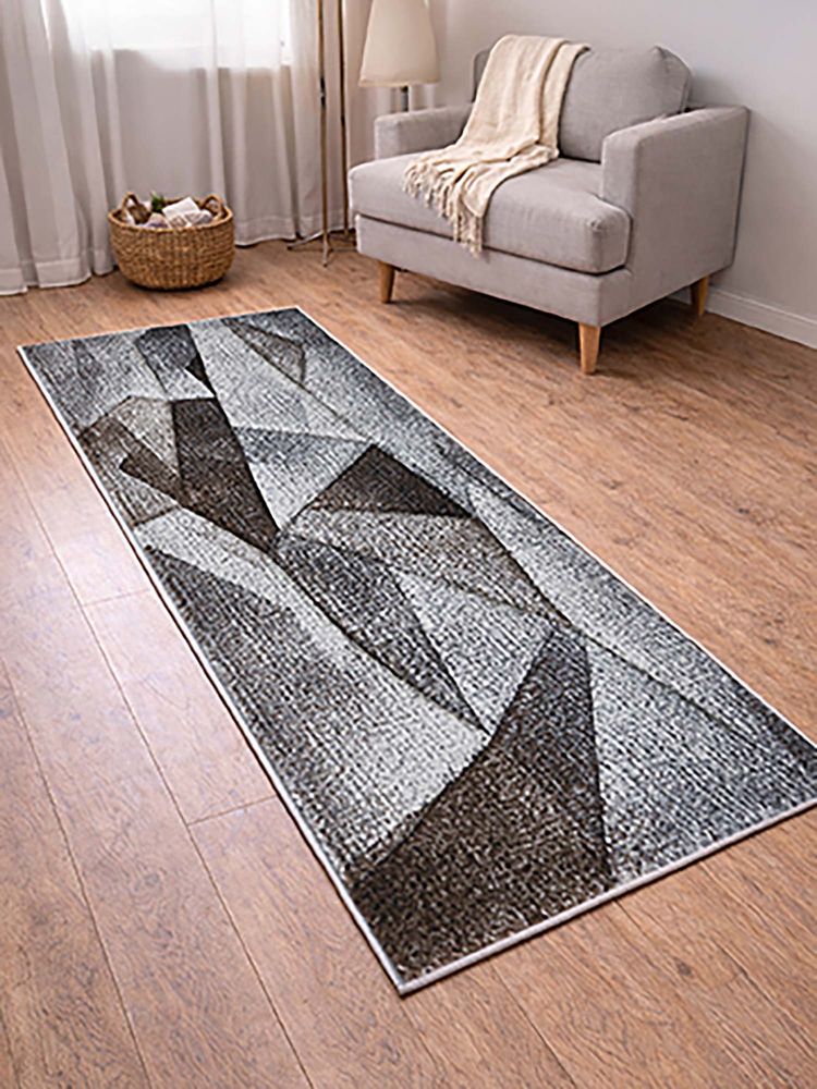 OBSESSIONS Brown Abstract Polypropylene Jute Backing Bedside Runner-picture-16