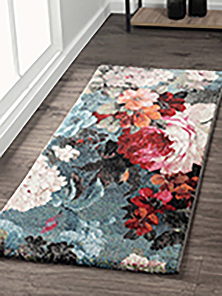 OBSESSIONS Multi-Color Floral Polypropylene Jute Backing Bedside Runner-image-39