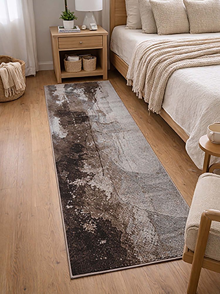 OBSESSIONS Brown Abstract Polypropylene Jute Backing Bedside Runner-picture-20