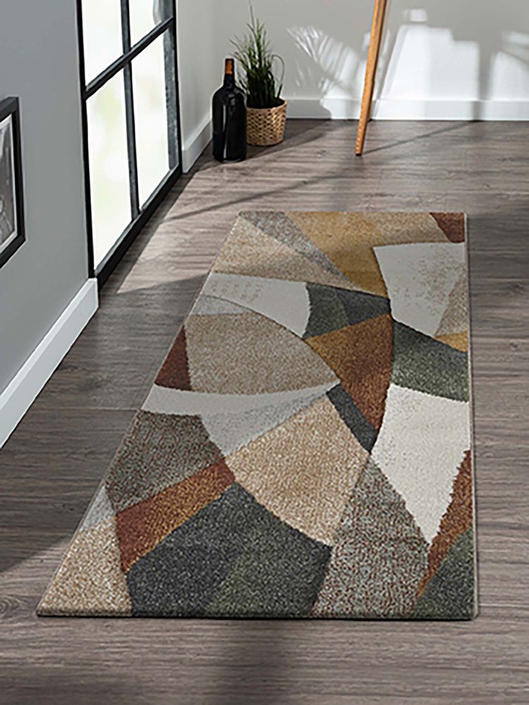 OBSESSIONS Multi-Color Abstract Polypropylene Jute Backing Bedside Runner-image-47