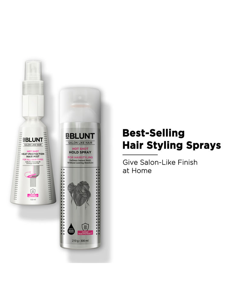 BBLUNT Hair Styling Combo, Hot Shot Heat Protection Mist , & Hold Spray