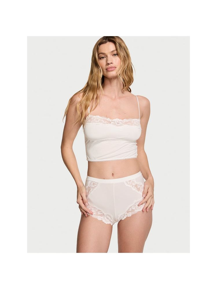 victoria's secret intimates Victoria's Secret White Modal and Lace Trim Straight-Neck Cami & Shorts (Set of 2)-picture-24