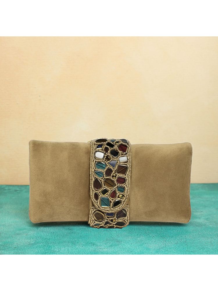 Peora Brown Clutch Purses for Women Handmade Sling Stylish Bridal Clutch - C118Br-image-3