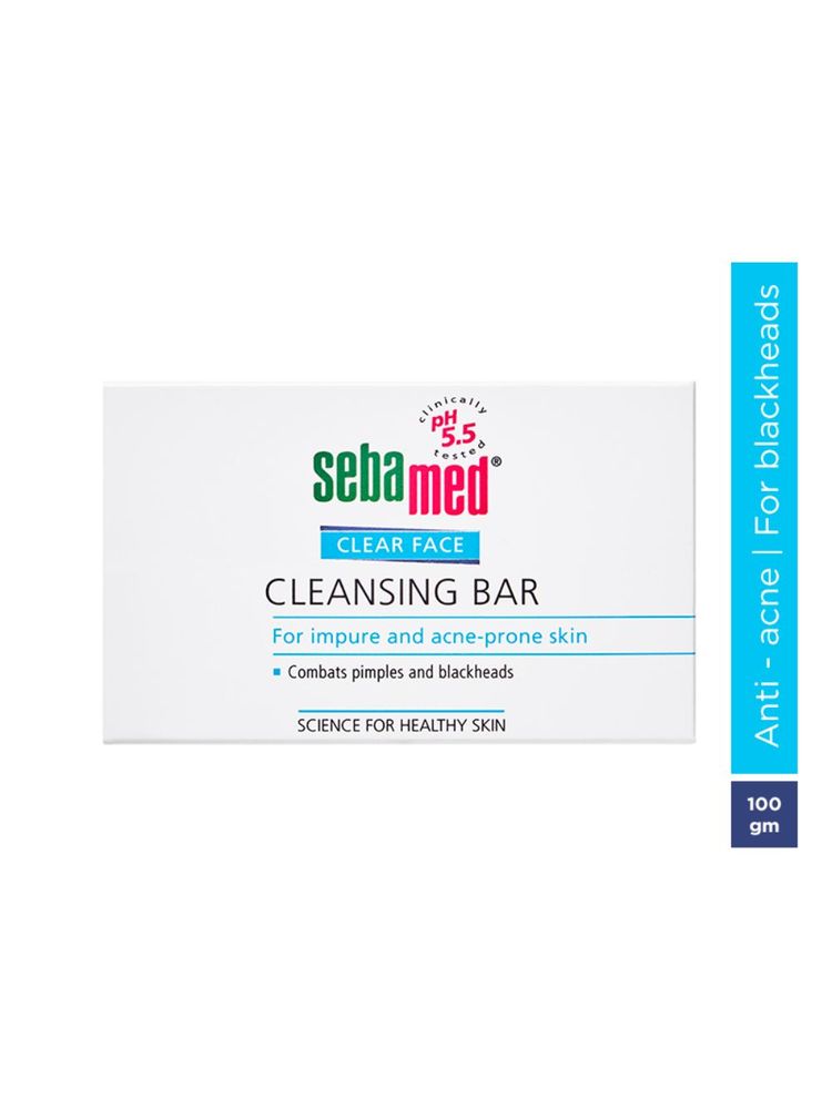 Sebamed Clear Face Cleansing Bar, PH 5.5, Reduces Pimples & Blackheads, Vitamin E