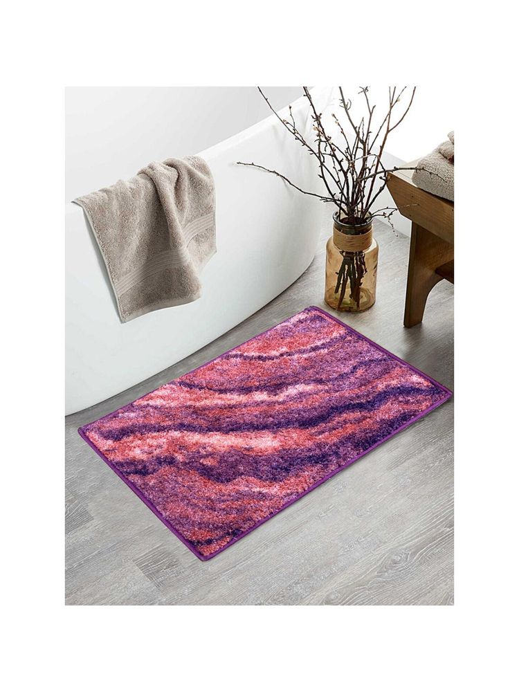 BIANCA Super Soft Designer Anti Slip Bath Mat Medium Abstract-Plum and Multi-picture-15