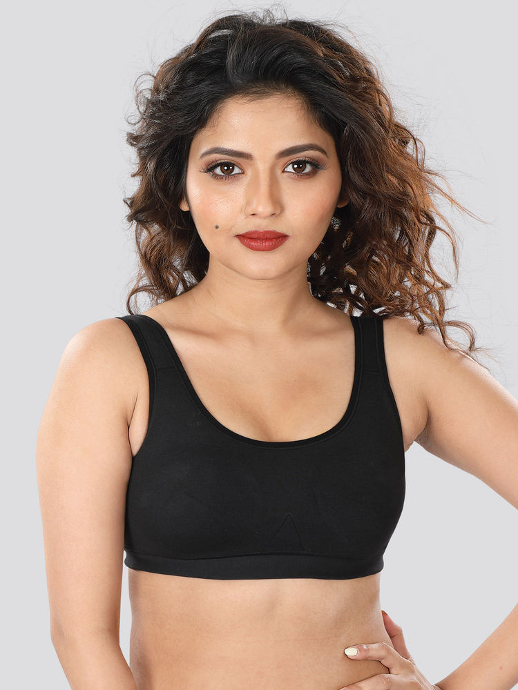 Dermawear SB-1103 Non Padded Wire free Sports Bra - Black-image-9