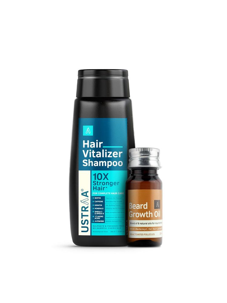 Ustraa Hair Vitalizer Shampoo & Beard Growth Oil Combo