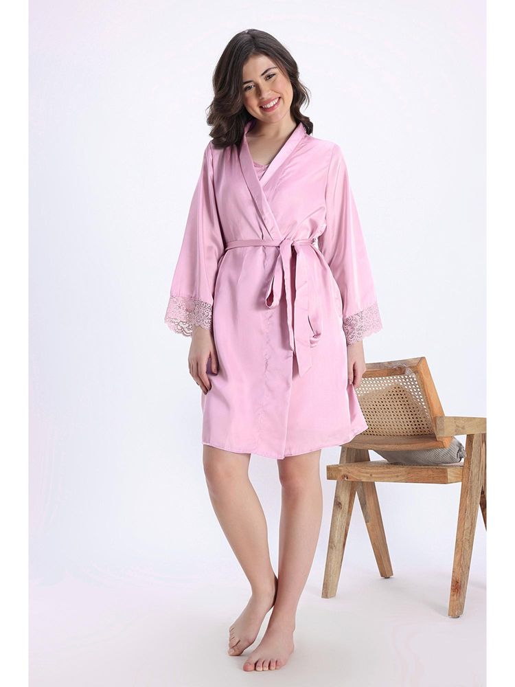 Zivame Luxe Satin Nightsuit With Bag & Scrunchie Belt - Bridal Rose-picture-20