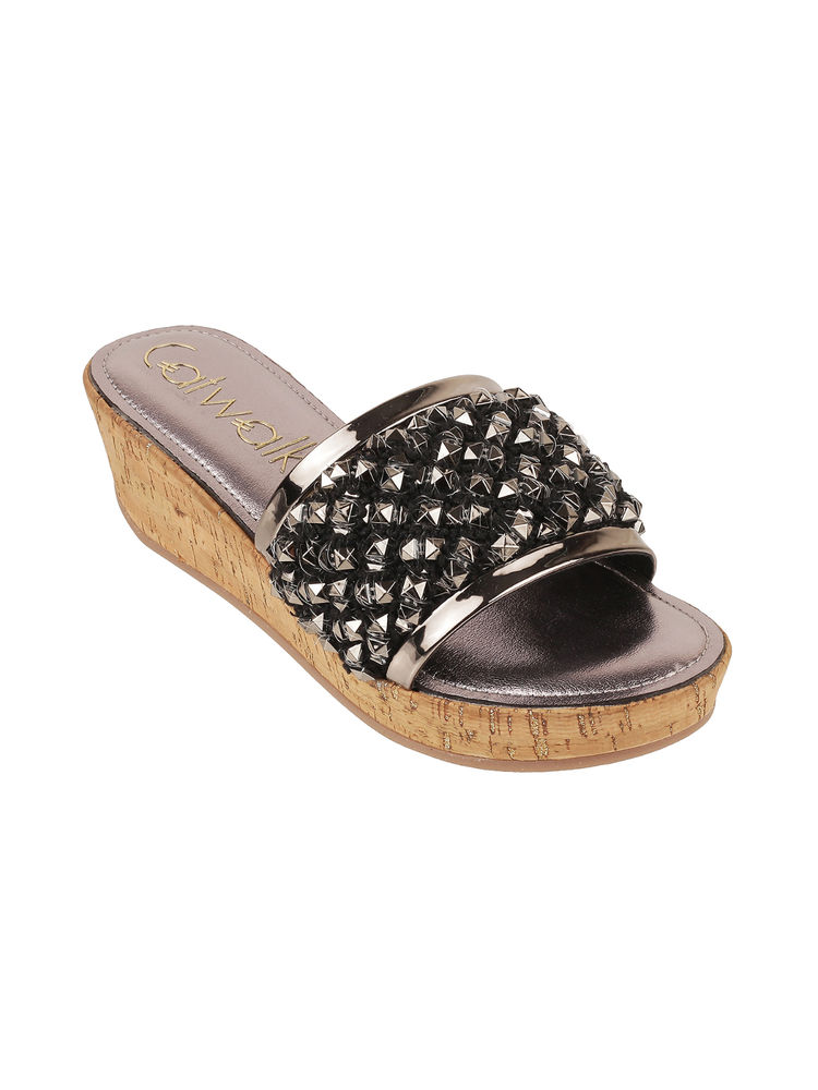 Catwalk Women Round Toe Silver Wedges-picture-23