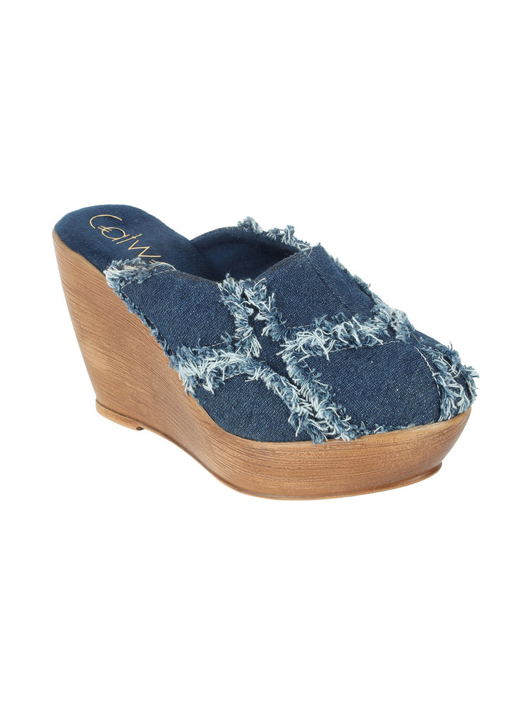 Catwalk Women Round Toe Blue Wedges-image-24