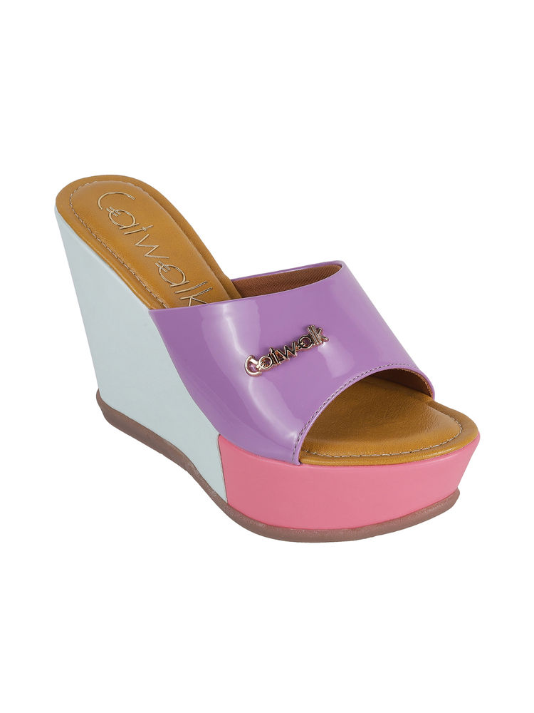 Catwalk Women Round Toe Purple Wedges-image-26