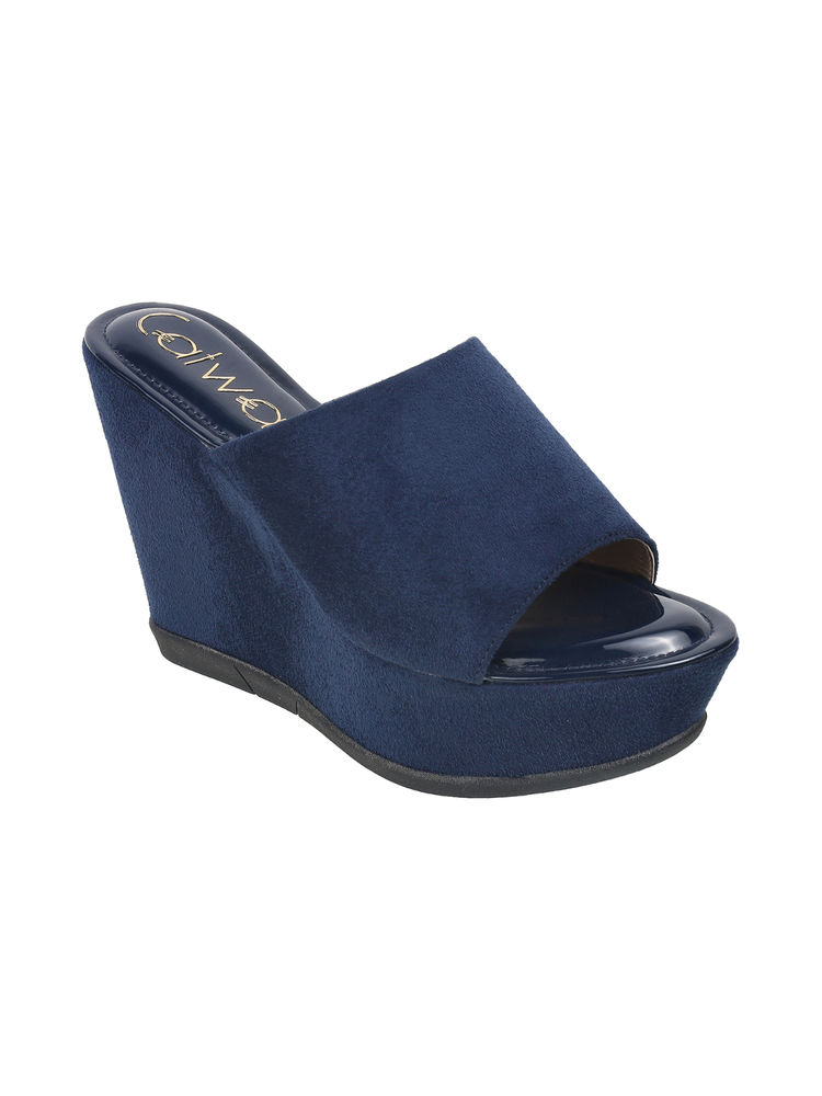 Catwalk Women Round Toe Blue Wedges-image-28