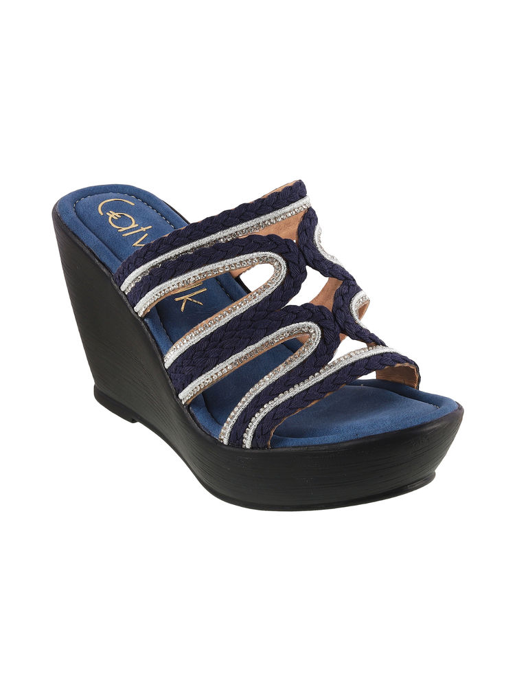 Catwalk Women Round Toe Navy Blue Wedges-picture-21
