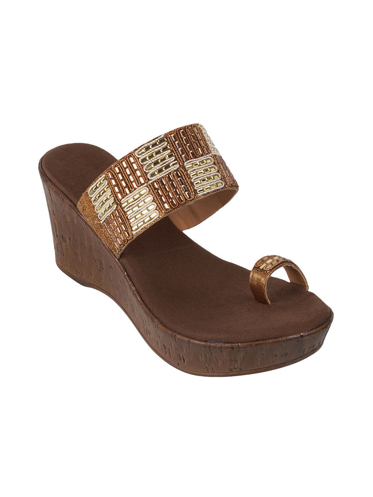 Catwalk Women Round Toe Brown Wedges-image-27