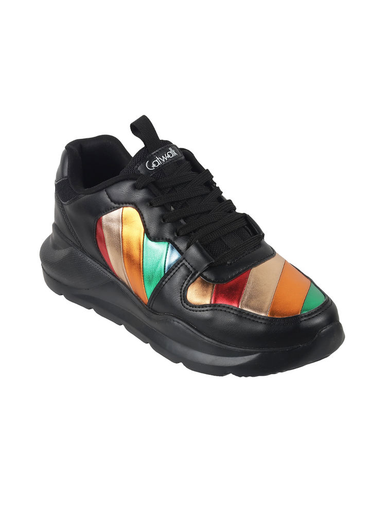 Catwalk Women Round Toe Black Sneakers-image-37