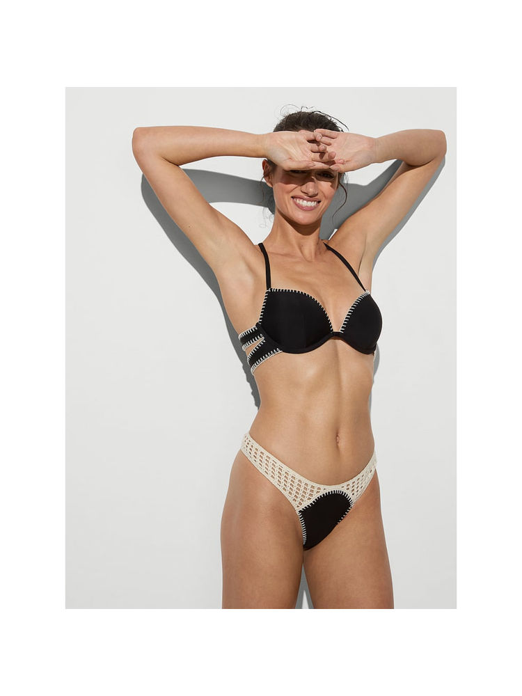 victoria's secret intimates Victoria's Secret Black Swim Archives Crochet Scuba Thong Bikini Bottom-picture-11