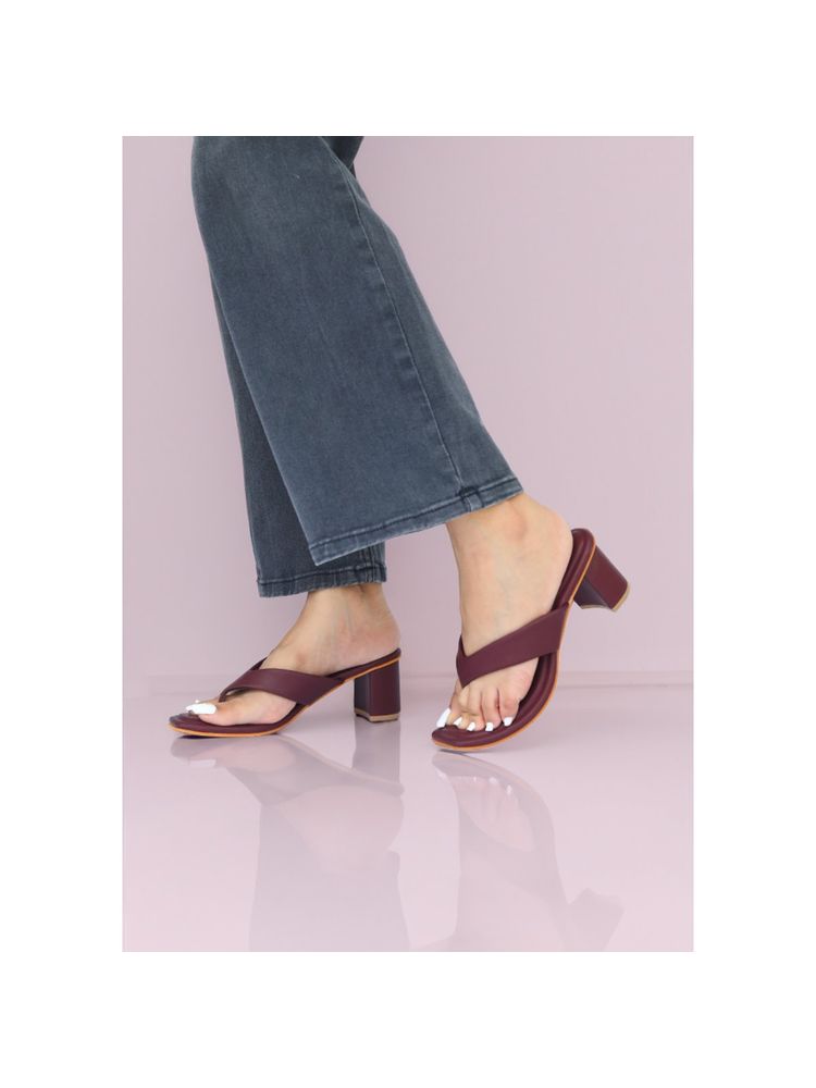 Monrow Serena Maroon Block Heels-image-45