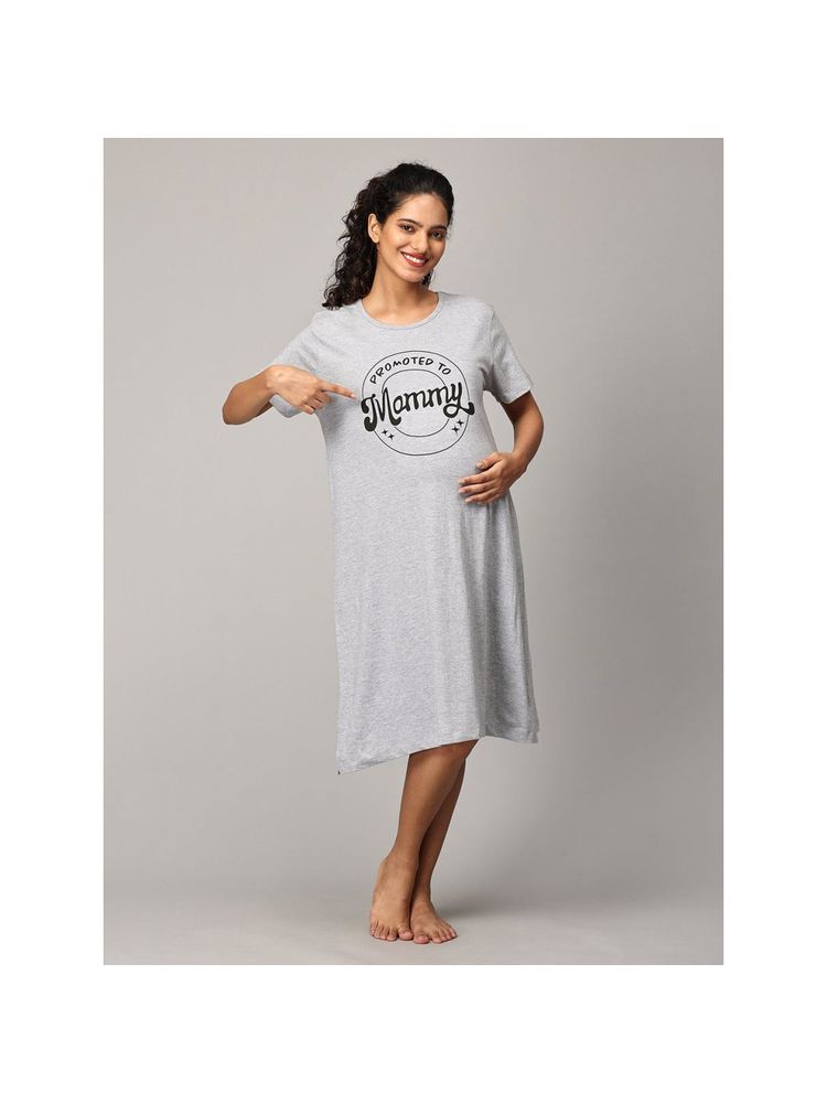 The Mom Store Grey Promoted To Mummy Oversized Maternity T-Shirt Dress-image-5