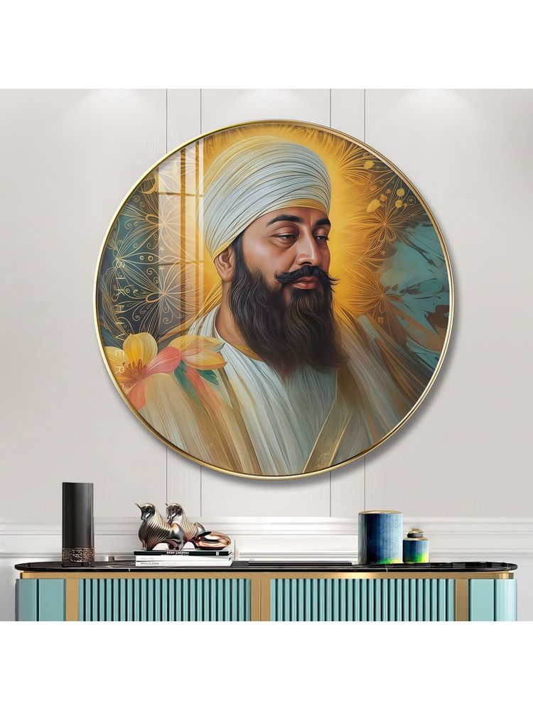 The Next Decor Guru Tegh Bahadur Ji Wood Glass Finish Round Wall Art-picture-26