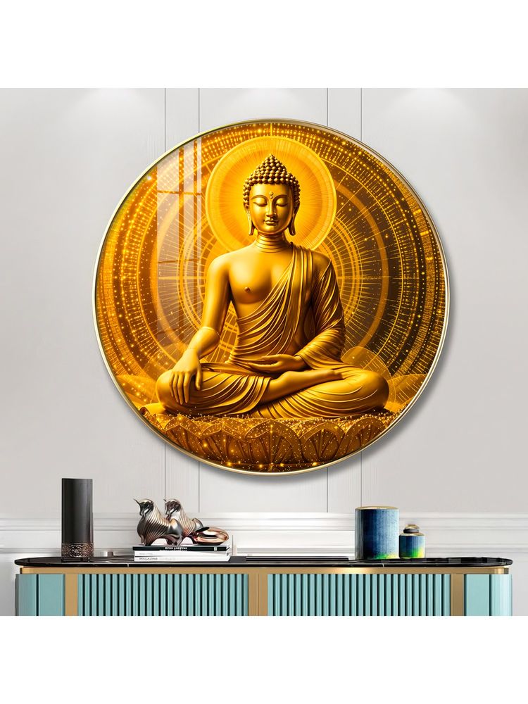 The Next Decor Radiant Buddha Wood Glass Finish Round Wall Art-picture-16