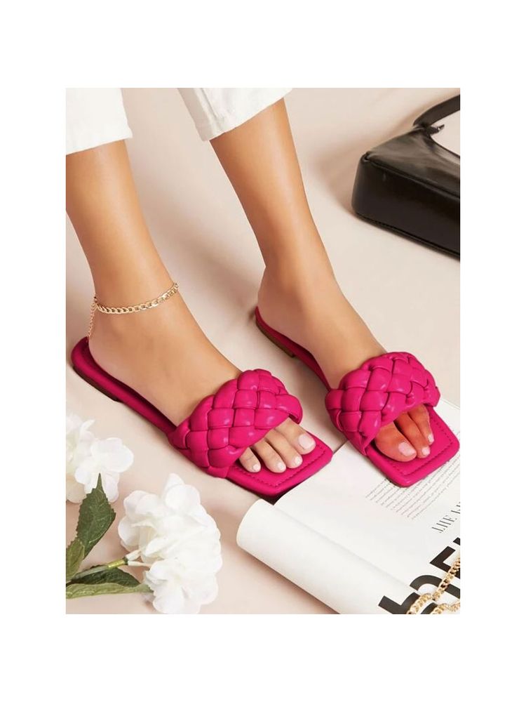 Shoetopia Women Pink Braided Flats