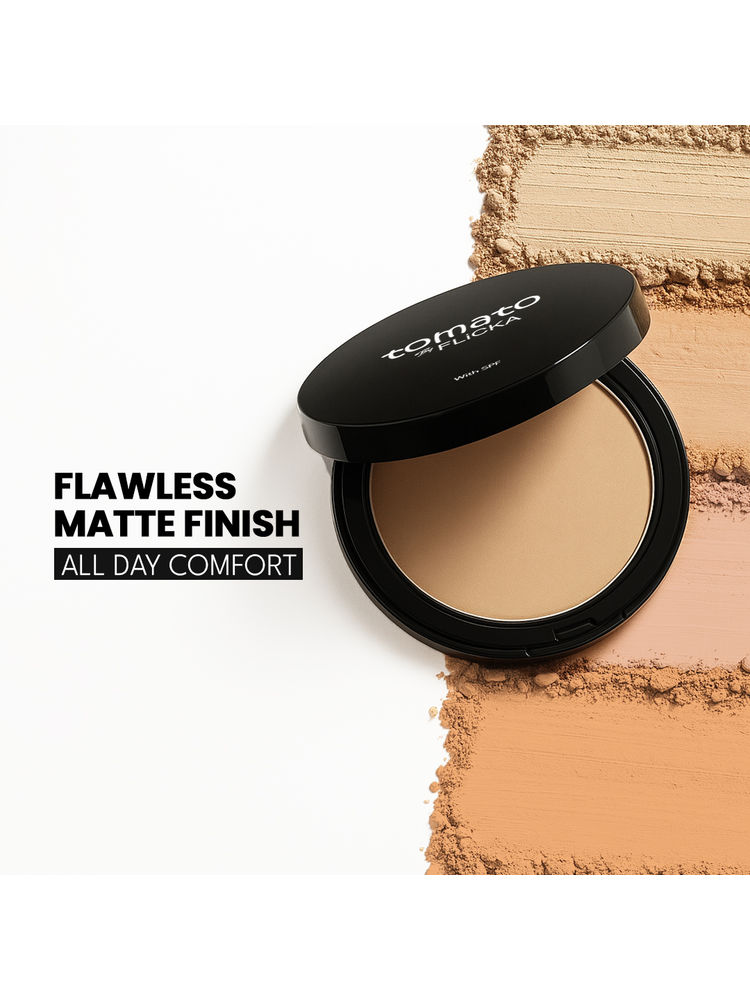 Flicka Tomato Compact Powder With Spf Matte Finish Lightweight & Shine Control-image-22