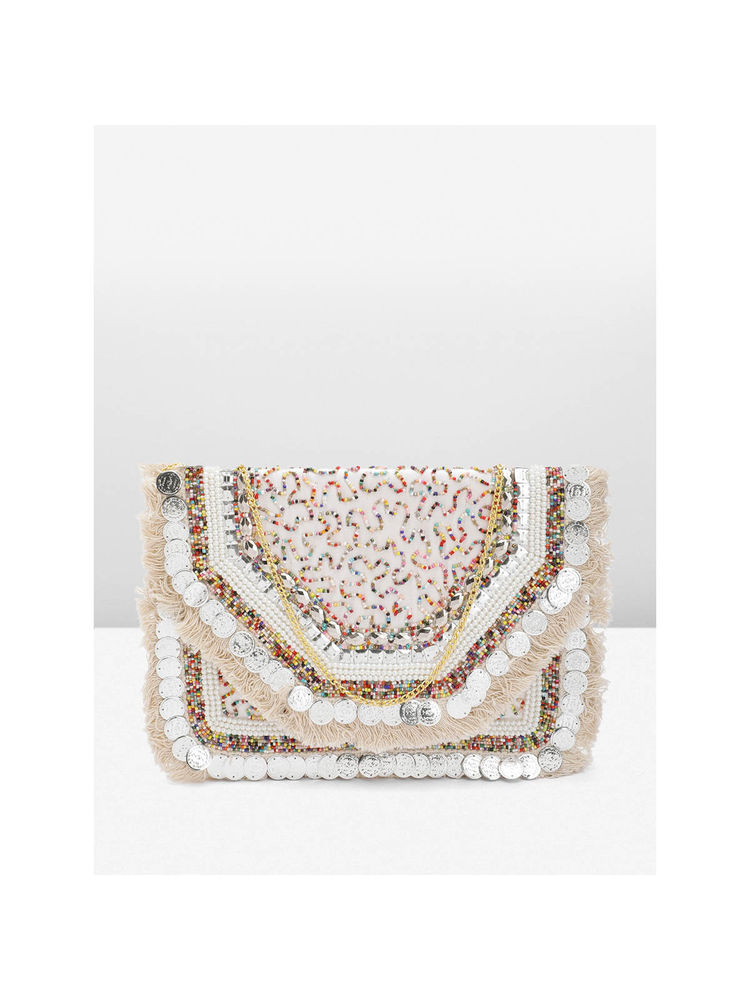Fabbhue Women's Multicolour Hand Embroidery Fold over Clutch-picture-12
