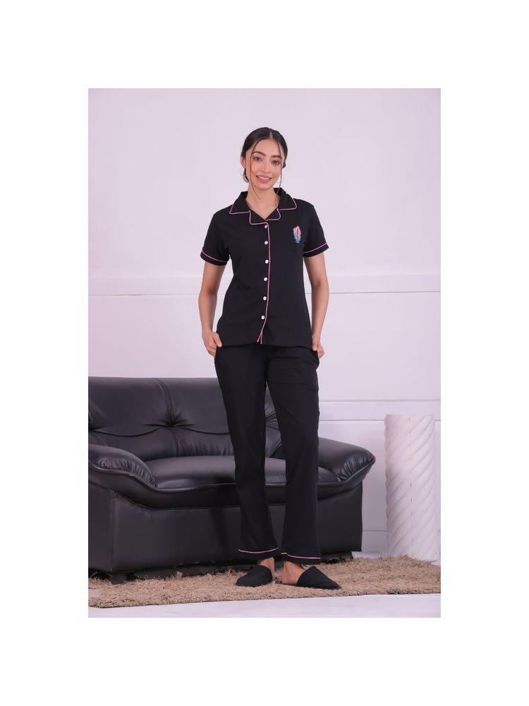 NAP STORY Feather Embroidered Shirt and Pyjama (Set of 2)-picture-34