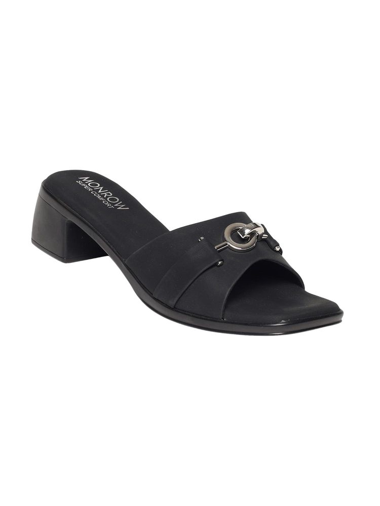 Monrow Womens Zyelle Black Block Sandal Heels-picture-4