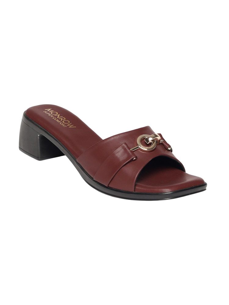 Monrow Womens Zyelle Maroon Block Sandal Heels-image-0