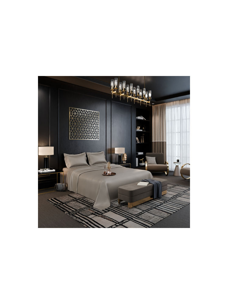 Stoa Paris Beige 350TC Lustre Cotton Flat Bedsheet with 2 Pillow Covers (Super King)-picture-14
