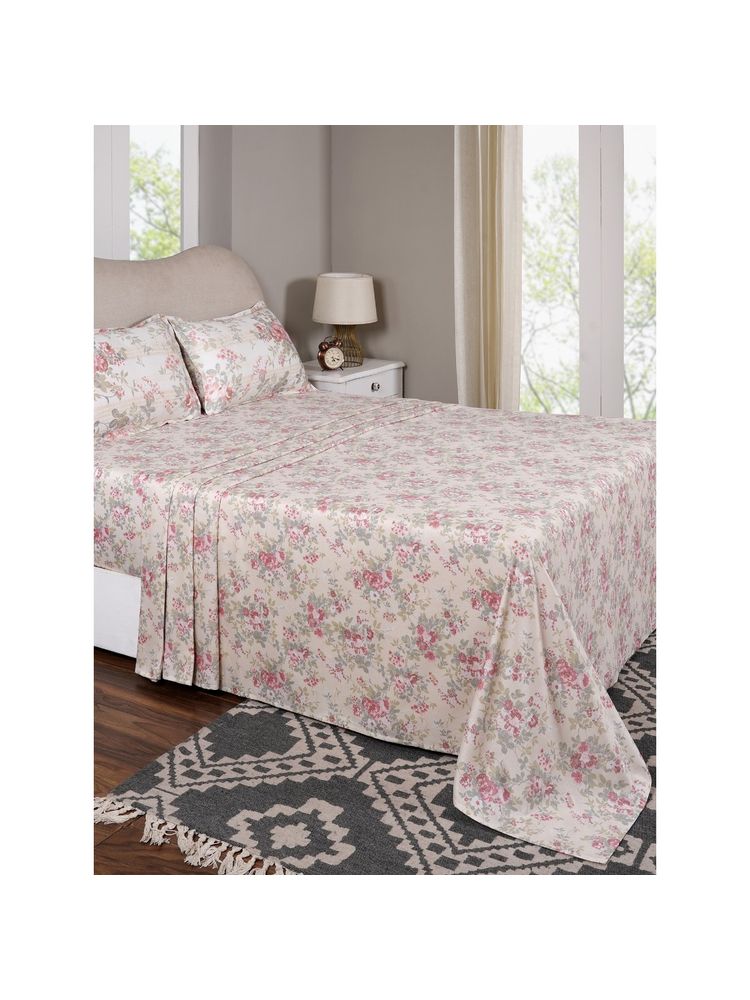 Maspar Single Red Floral Bedsheet and Pillow Case-image-26