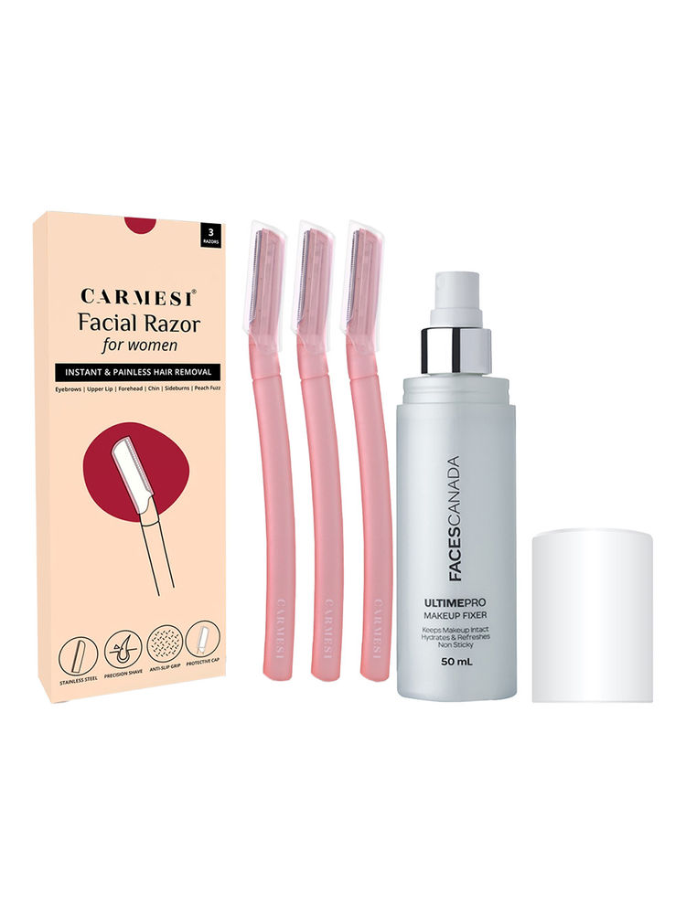 Carmesi Facial Razor + Faces Canada Makeup Fier Combo
