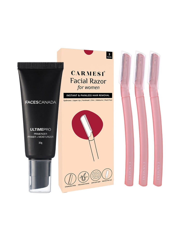 Carmesi Facial Razor + Faces Canada Primer + Faces Canada Moisturizer Combo