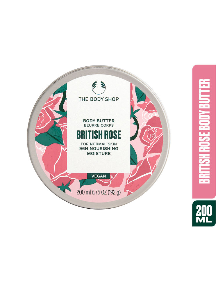 The Body Shop British Rose Body Butter, 96-Hour Moisture, Rose & Shea Butter Extract