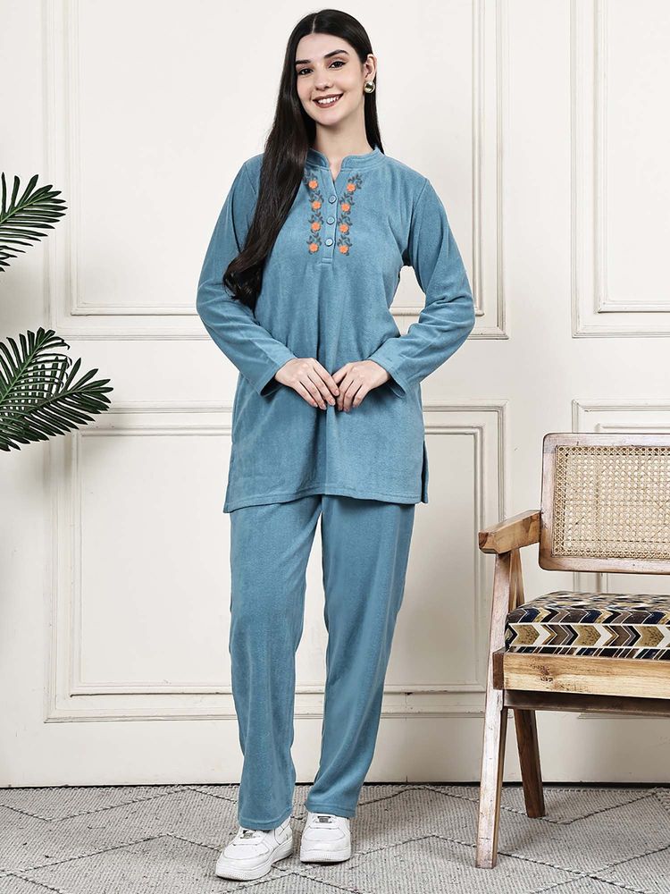 Aerowarm Aero warm Winter Fleece Nightsuit Blue-image-7