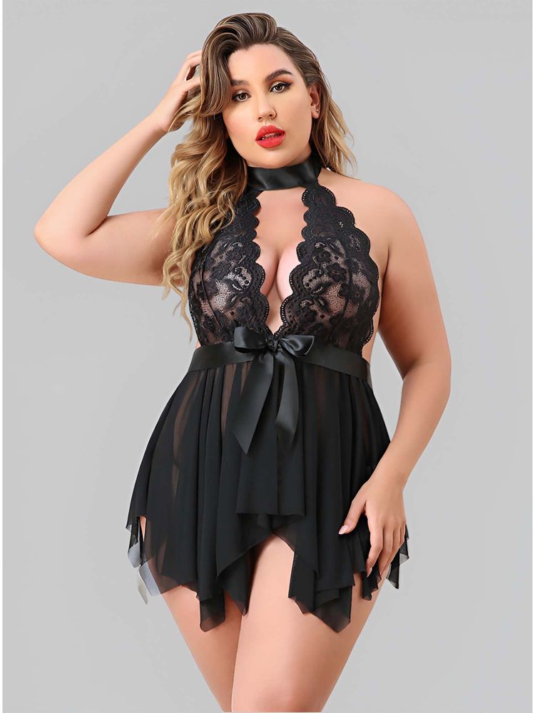 BROIDEN Women Lace Baby Doll Black-picture-21