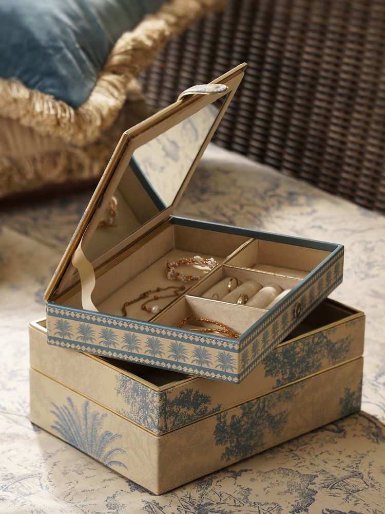Pure Home + Living Blue Varena Rectangle Faux Leather Jewellery Box-image-48