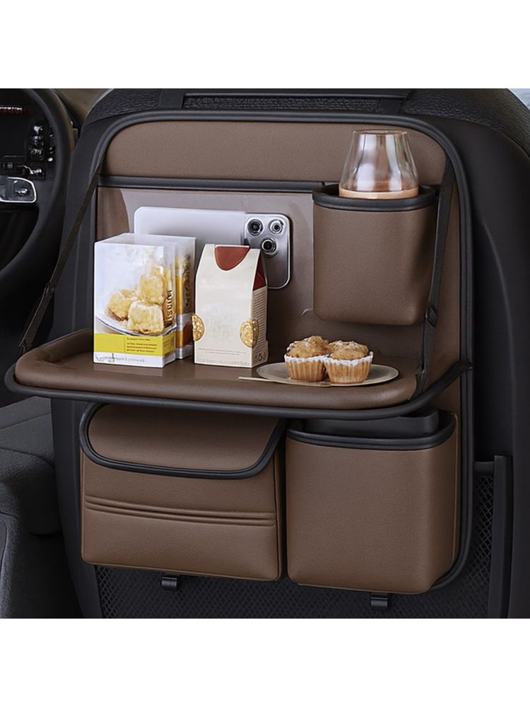 ARHAT ORGANIZERS Car Back Seat Organizer With Foldable Dining Table Tray Kick Mat Protector-picture-11