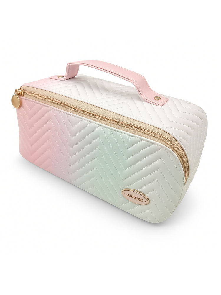 Allure Makeup Organizer Vanity Pouch - Pink & White