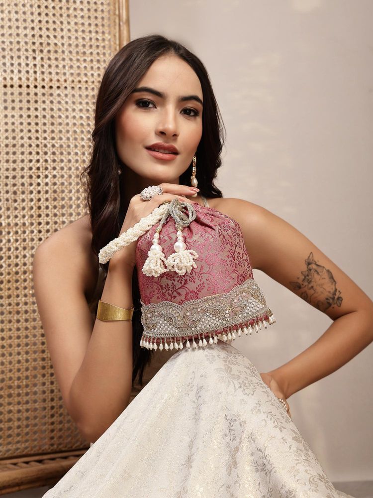 Anekaant Women's Jashn Edit Rani Pink Faux Silk Potli-image-49
