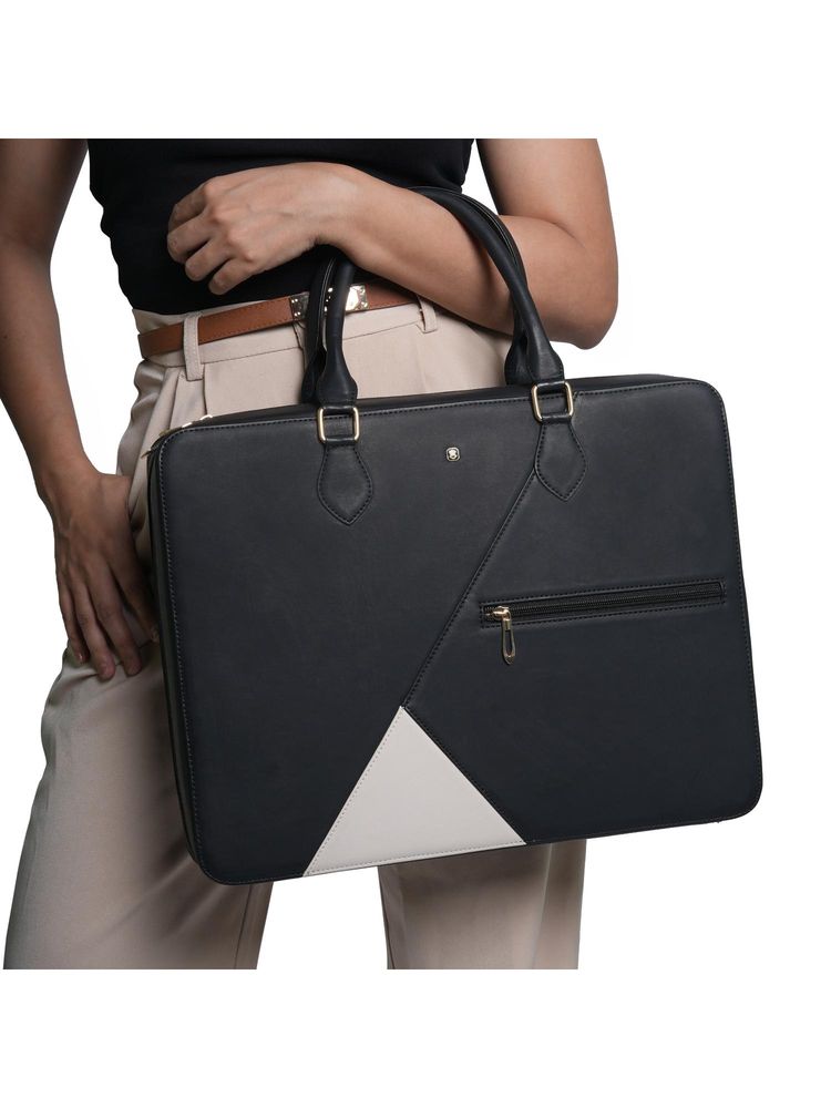 Horra Unisex Vegan Colorblock Laptop Bag-image-8