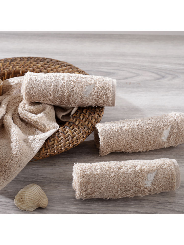 Maspar Colorart 550gsm Cotton Embedded Stripe Solid Linen 4pc Face Towel Set