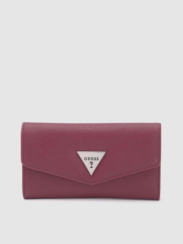 Guess Women Solid Maroon Lathan Wallet-image-44