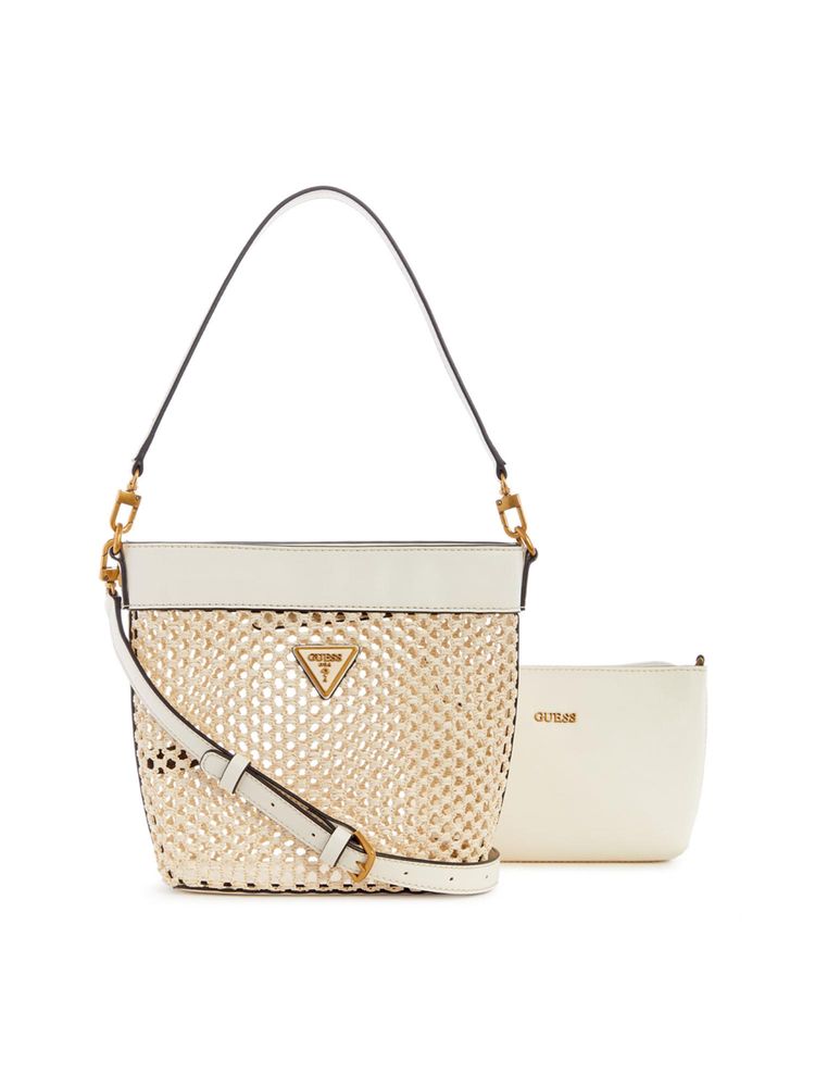 Guess Women Ivory Vikky Handbag with Detachable Strap & Pouch-image-15