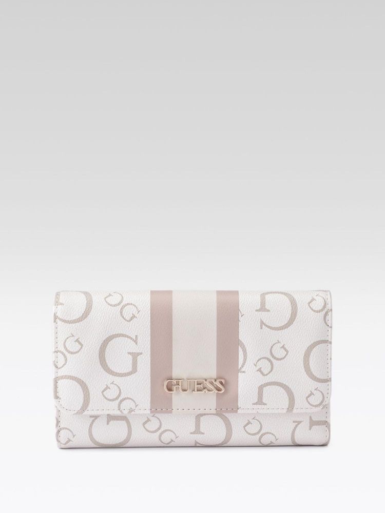 Guess Women Printed Peach Faysmith Trifold Wallet-image-29