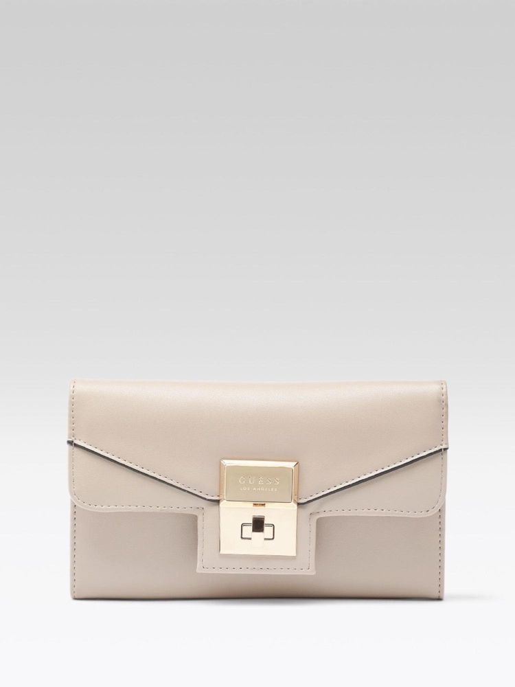guess fashion Guess Women Solid Taupe Moonstone Flap Wallet-picture-27