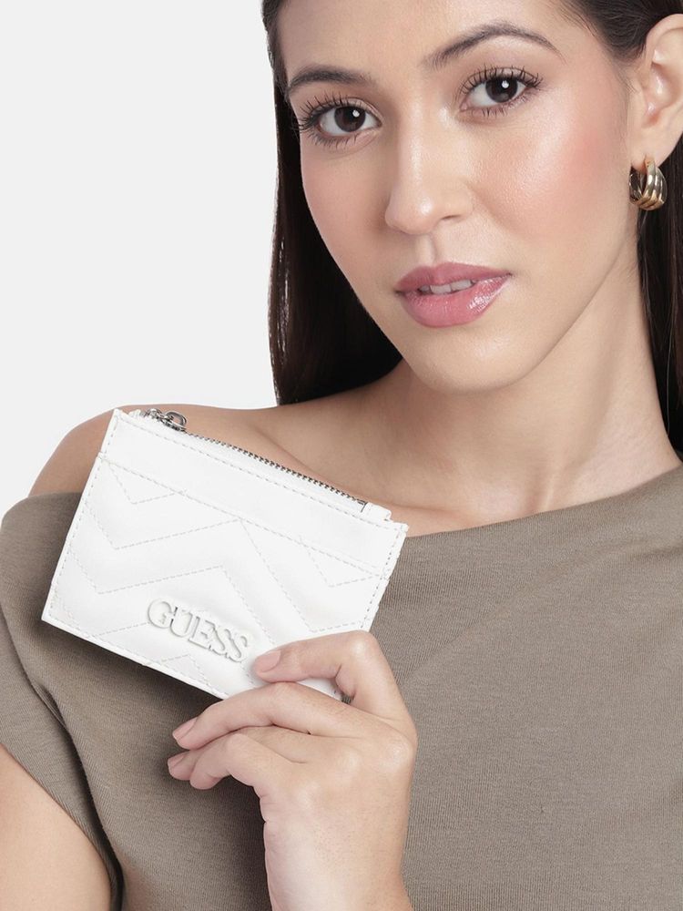 guess fashion Guess Women Quilted White Lockhart Card Case-picture-18